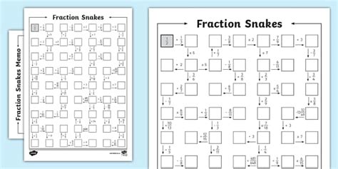 Fraction Snake Activity Sheet
