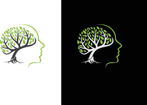 Mental Health logo with brain and green leaves. Free Vector. 23791642 ...