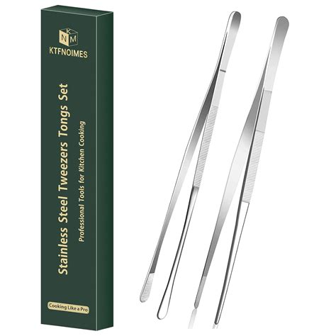 Buy 12 Inch kitchen tweezers Tongs with precision serrated tips for ...