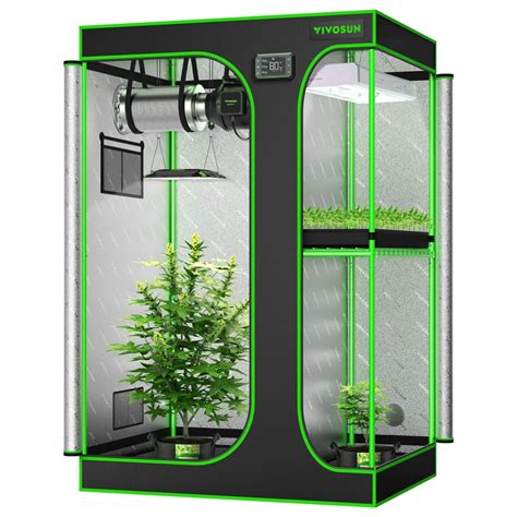 VIVOSUN 2 in 1 Grow Tent w/ Multi-chamber and Floor Tray for Hydroponic ...