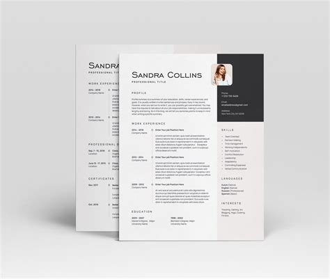 Buy Professional CV Template With Photo, Resume Template for Word ...