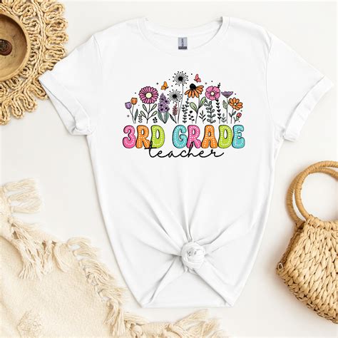 3rd Grade Teacher Floral/Dots DTF Transfer - Top Notch Transfers OKC