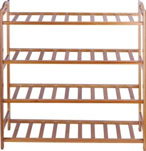 NFI essentials 4 Tier Bamboo Wood Shoe Rack Slipper Stand Shelf ...