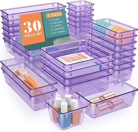 Amazon.com: WOWBOX 30 PCS Clear Plastic Drawer Organizer Set, 5 Sizes ...