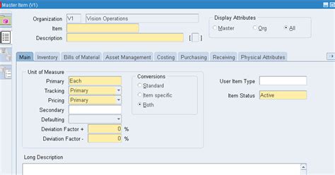 Oracle Inventory: Defining Item (Item Master) « Learn Oracle