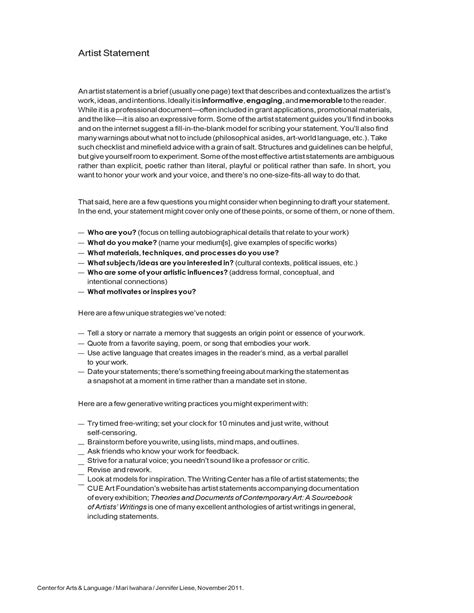 31 Best Artist Statement Examples & Templates ᐅ TemplateLab