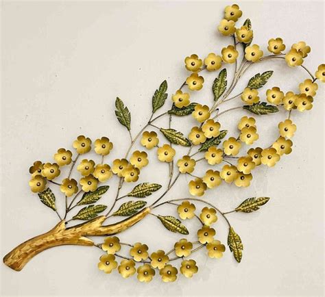 WROUGHT IRON GOLDEN BRANCHED LEAVES WALL ART-1 – SUREKH DECOR