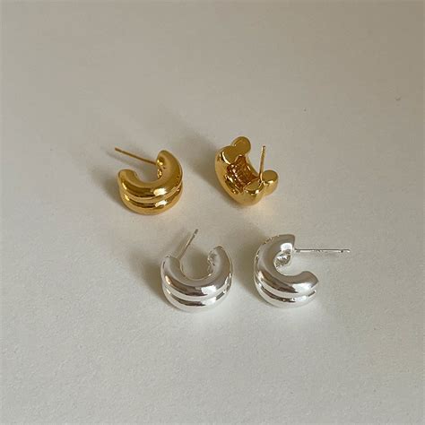 elegant-glossy-double-metal-stud-earrings – The Elite Gallery - by Viexta