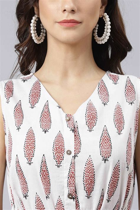 White Cotton Ethnic Motifs Flared Western Dress – Style Like A Diva