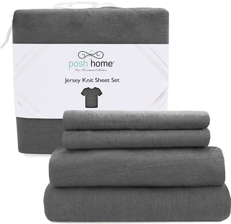 Amazon.com: Posh Home Jersey Knit Bed Sheet Set - 4 Piece - Organic ...