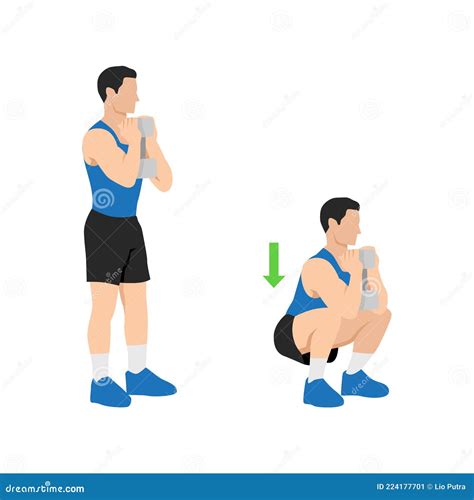 Dumbbell Goblet Squat Stock Illustrations – 21 Dumbbell Goblet Squat ...