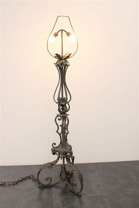 Antique Wrought Iron Ground Lamp, 1890s For Sale at 1stDibs