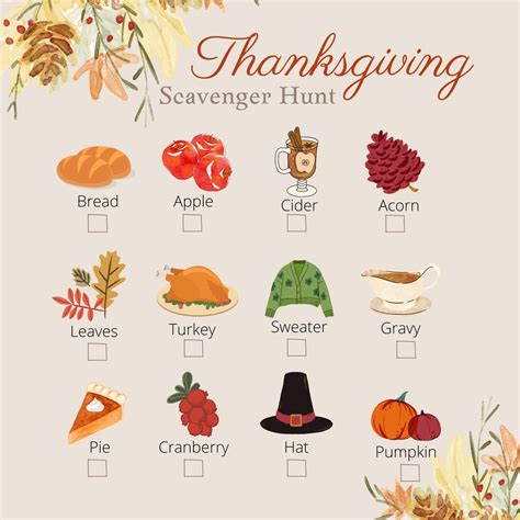 Printable Thanksgiving Scavenger Hunt - Printable Free Templates