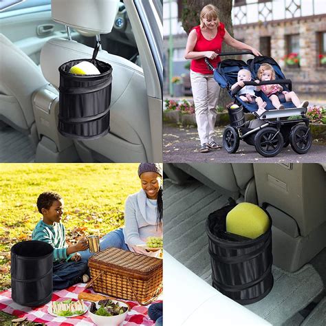 Pop Up Collapsible Car Garbage Bin Water Resistant Car Trash Can Backseat Hanging Waste Basket Bag