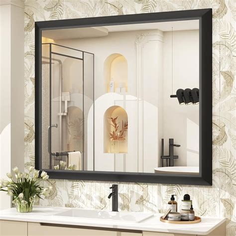 Amazon.com: SMIROR Matte Black Bathroom Mirror for Over Sink 40x 38 ...