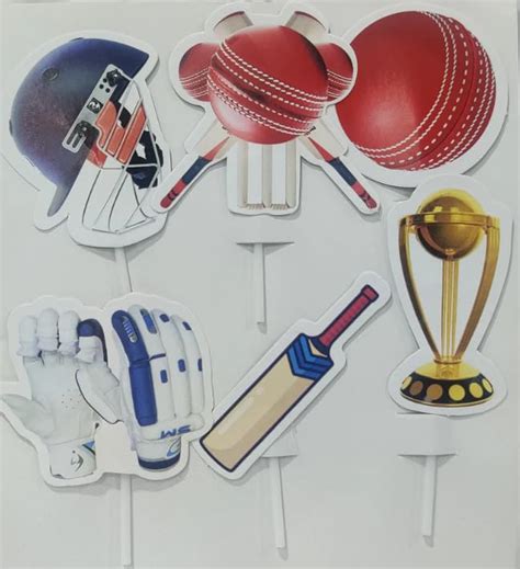 Homebakers Mart Cricket Theme Cake Toppers Set Sports Equipment Design ...