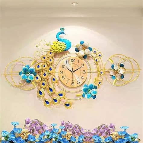 Buy MONK FOREST Large Silent Peacock Wall Clock - Bring Good Luck to ...