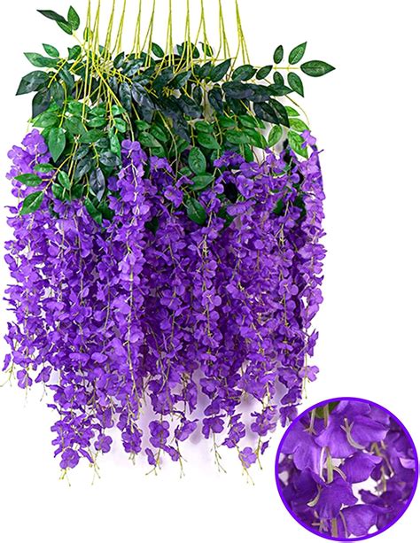 Amazon.com: 12 Pack Purple Flower Vines, Purple Wisteria Hanging ...