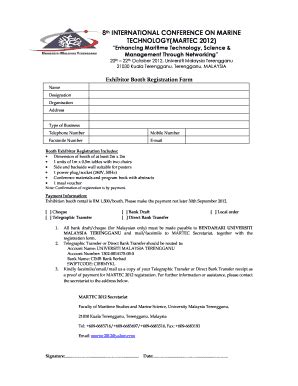 Fillable Online martec umt edu Exhibitor Booth Registration Form ...