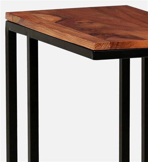 Buy Metalico Solid Wood C Shaped Table in Natural Finish by Bohemiana ...