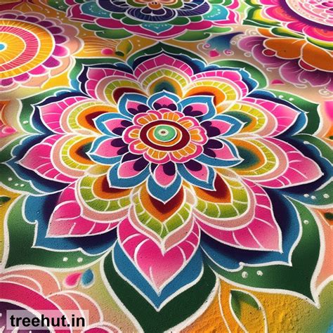Colorful Rangoli designs, patterns on the floor, Free Diwali Decorations