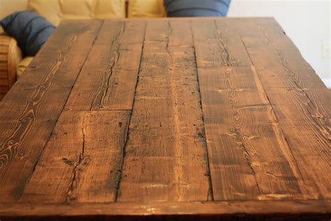 Reclaimed Wood Farmhouse Dining Table Top View Littlebranch Farm