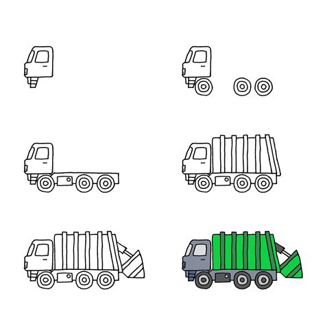 10+ Easy and Simple Garbage Truck Drawing Ideas - Drawing Photos