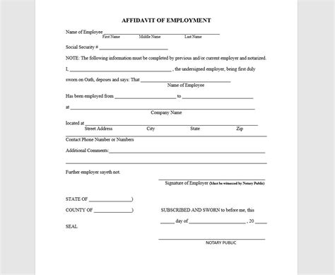 Buy Affidavit of Employment Affidavit of Employment Notary Form Online ...