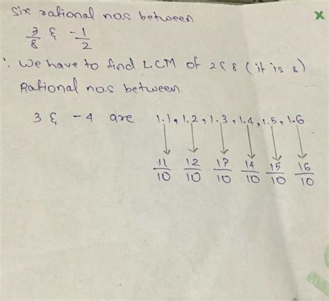 Find six rational number between 3/8 and -1/2 - Brainly.in