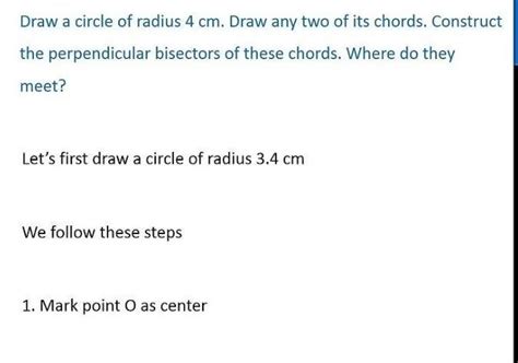 draw a circle of ratio 7 cm. Draw any two chords. construct the ...