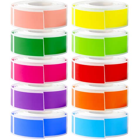 Buy Ctosree 10 Rolls Colored Stickers Labels for Labeling Rectangular ...