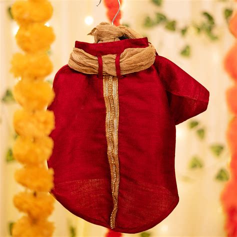 HUFT Personalised Dog Kurta with Sequins & Dupatta - Red – Heads Up For ...