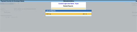 TDL Source Code of User wise Disable Voucher Edit Log History Security ...