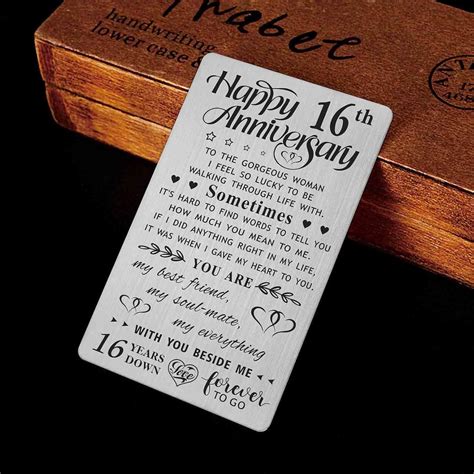 FALOGI 16th Wedding Anniversary Card Gift for Wife, Happy 16 Year ...