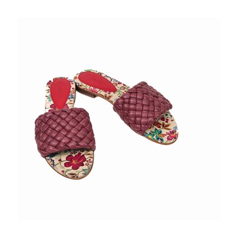 Buy Woven Leather Flat Wine Sandal - Calonge