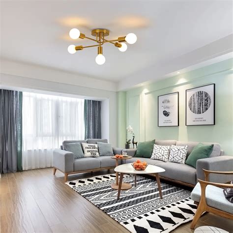 George Oliver Modern Chandelier Ceiling Light, 5 Lights Golden Semi ...