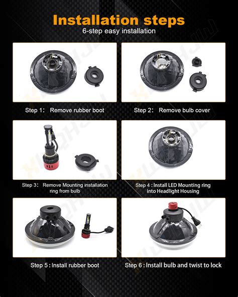 7"inch Sealed Beam Headlight Conversion Hi Low Beams Chrome + 70W H4 ...