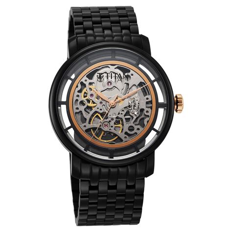 Buy Online Titan Mechanical Slimline Black Dial Mechanical Stainless ...