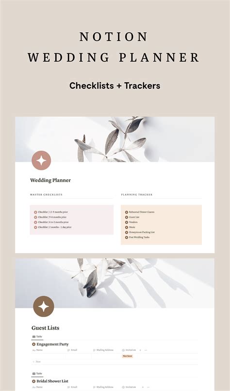 Notion wedding planner with over 250 checklist items – Artofit
