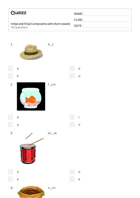 50+ Consonants worksheets for 1st Class on Quizizz | Free & Printable