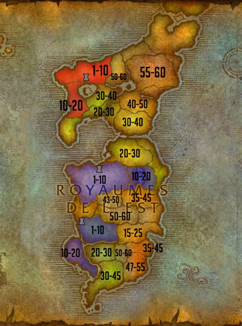 Zones de WoW Classic : Niveaux et feuilles de route - World of Warcraft ...
