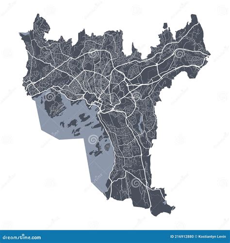 Oslo Map. Detailed Map of Oslo City Poster with Streets. Cityscape Vector Stock Vector ...