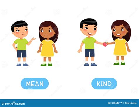 Opposites Concept, MEAN And KIND. Word Card For English Language ...