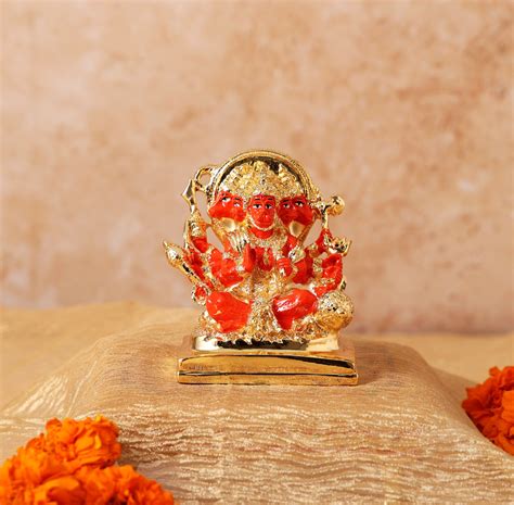 Panchmuki Hanuman Ji Murti Statue 24K Gold Coated Idol – Veda Connection