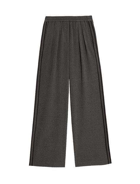 Buy Side Stripe Pull On Wide Leg Trousers at Marks & Spencer