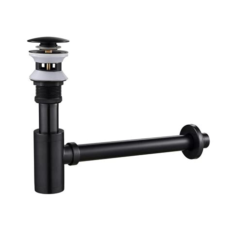 12 inch Stainless Steel Black Bottle Trap with Flange | Fossa Home