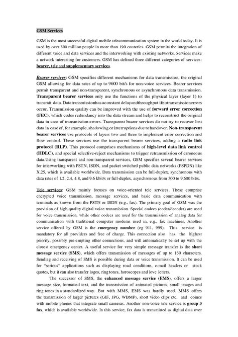 GSM Services - Computer science and engineering - Studocu