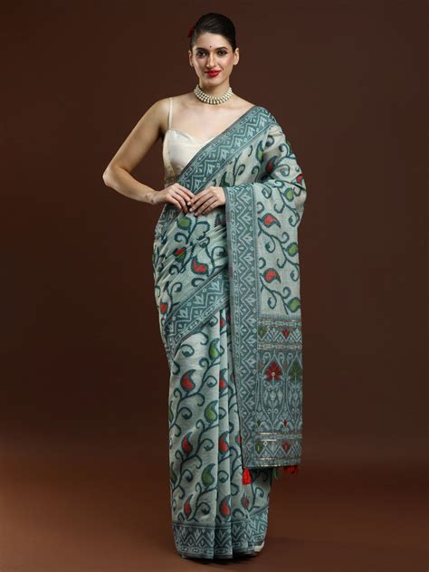 Sarha Woven Design Zari Chanderi Saree in Light Blue