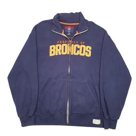 Mens Reebok Navy Full Zip NFL Denver Broncos American Football Spellout ...