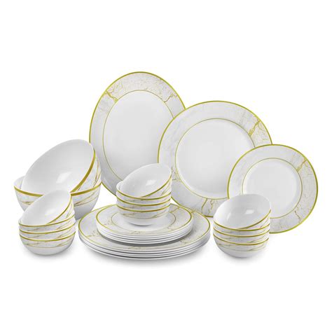 Buy Cello Opalware Ariana Carara White Dinner Set, 27 PCs, White Online ...